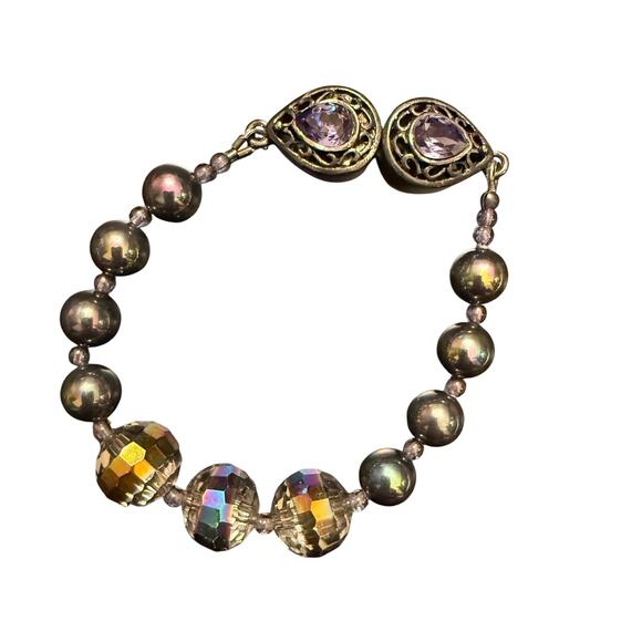 Aurora Borealis Faceted Crystal Beaded Bracelet - Picture 3 of 10